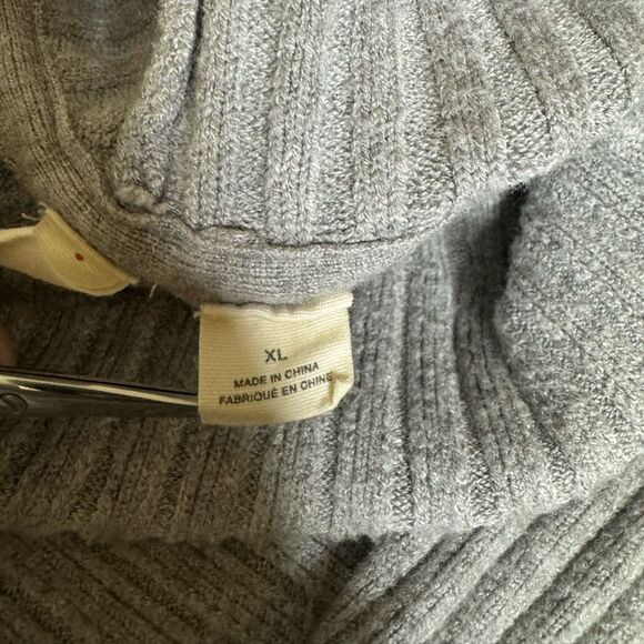 ANTHROPOLOGIE MOTH Tisbury Turtleneck Mock Neck Sweater Ribbed Gray Size XL - Picture 4 of 16